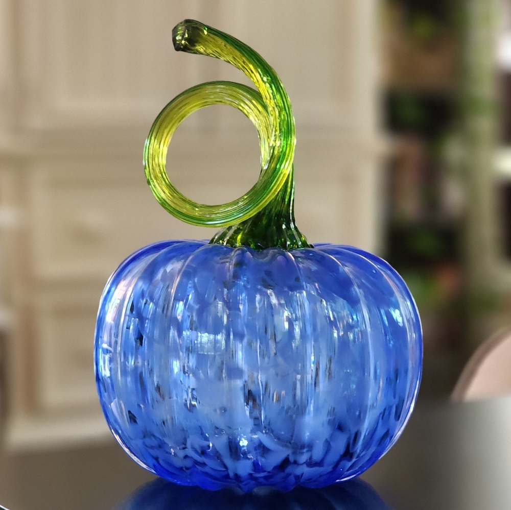 Blue Glass Pumpkin, Home Decor